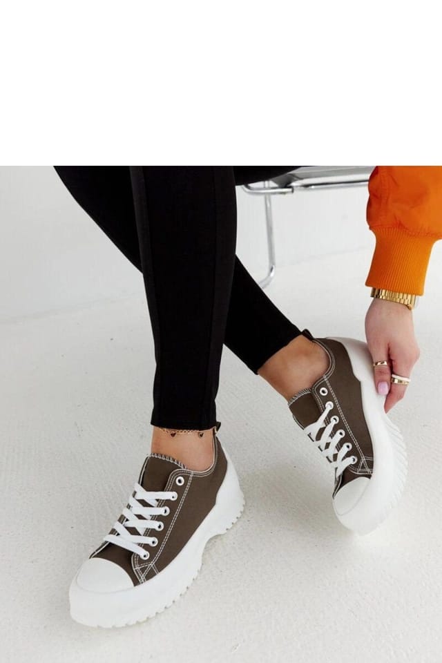 Love Lace Love Lace Women's Lightweight Platform Low Cut Lace Up Sneakers for Comfort in Green - 2