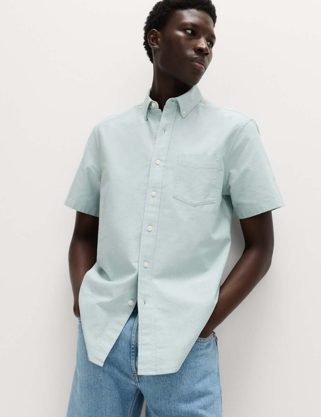 M&S Green Oxford Shirt in Pure Cotton