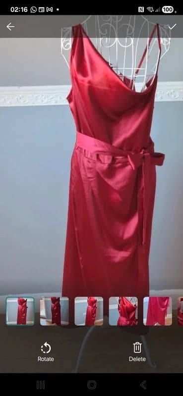 Quiz quiz satin midi dress | deep rich red | wrap style | size 14 | brand new with tags