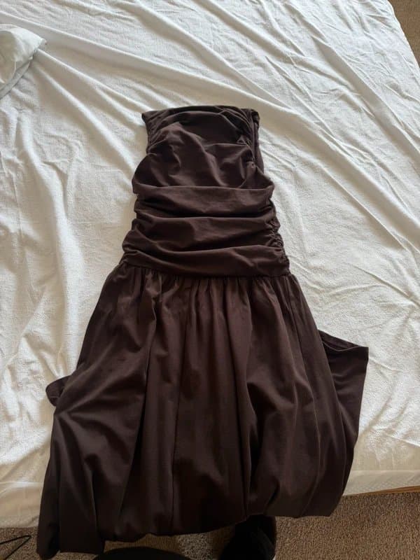ASOS ASOS Design ruched bodice midi dress in chocolate