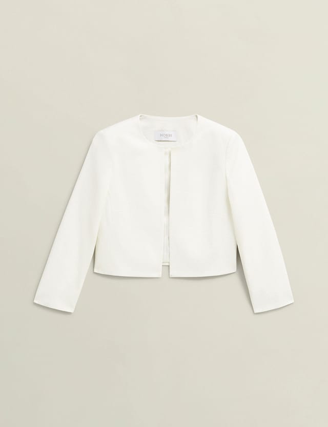 Hobbs London Hobbs London Women's Elize Cropped 3/4 Sleeve Occasion Jacket in White - 2