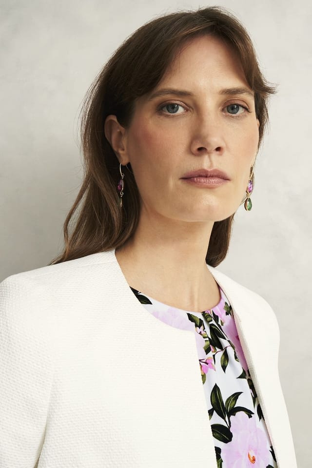 Hobbs London Hobbs London Women's Elize Cropped 3/4 Sleeve Occasion Jacket in White - 3