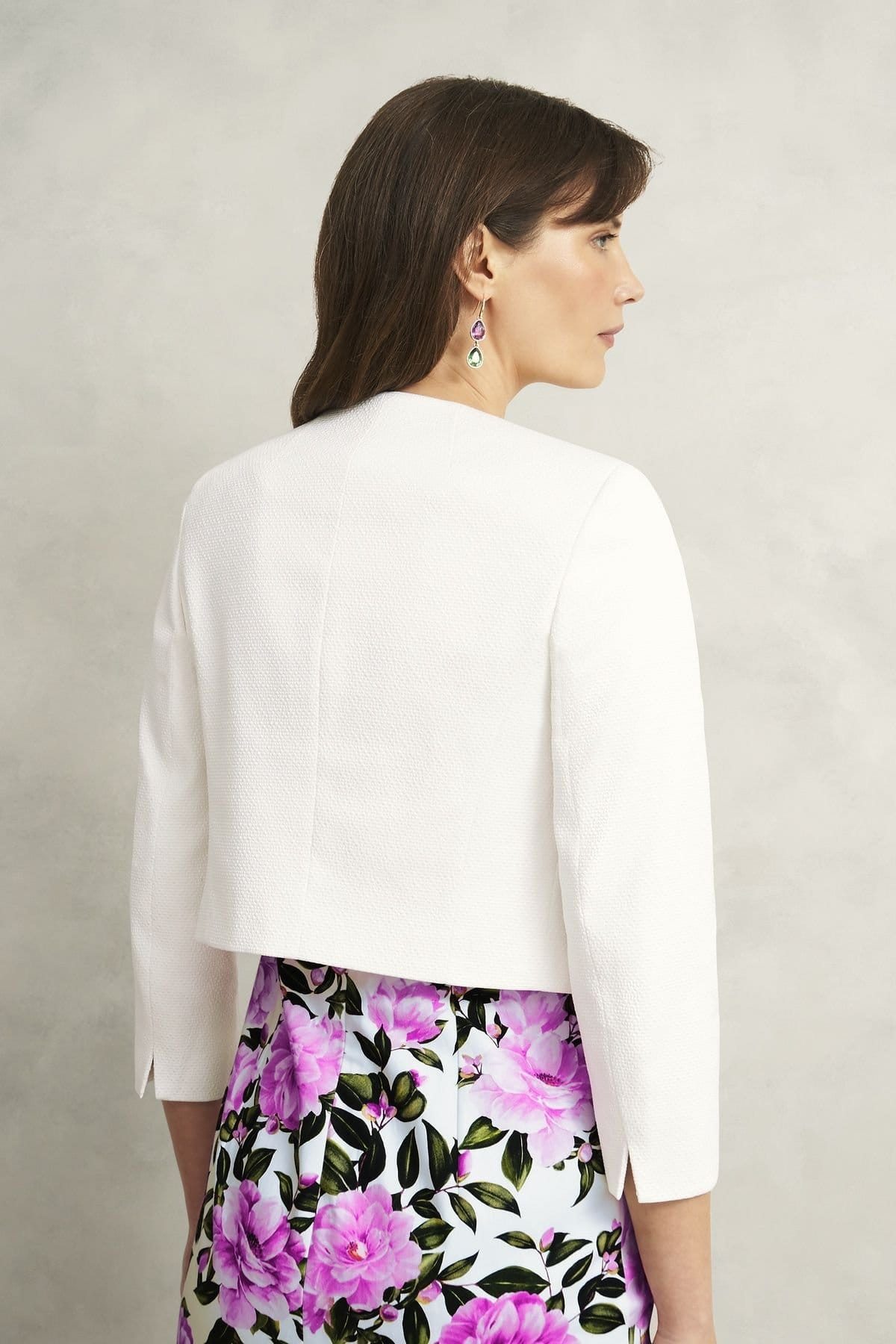 Hobbs London Hobbs London Women's Elize Cropped 3/4 Sleeve Occasion Jacket in White - 4