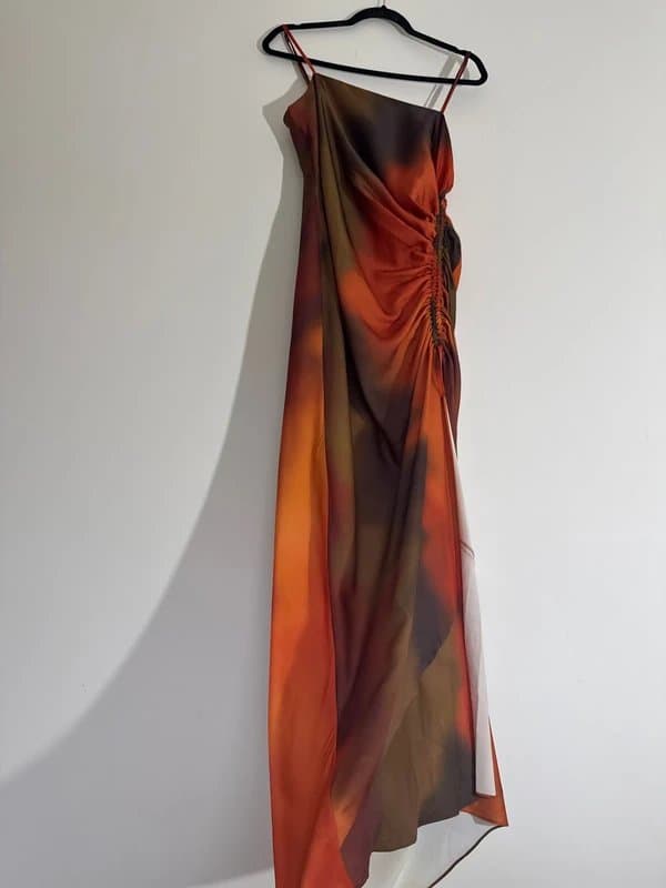River Island River Island Strappy Ruched side Dress with Slit - size Medium 10/12