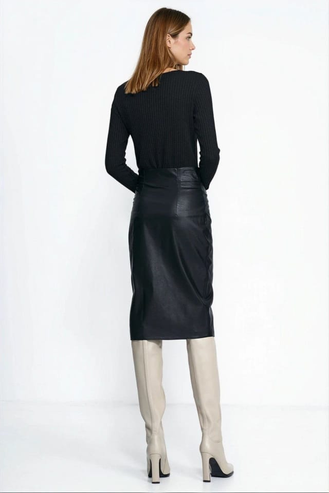 Love Lace Love Lace Women's Viscose Lined High Waist Pencil Skirt in Black - 3