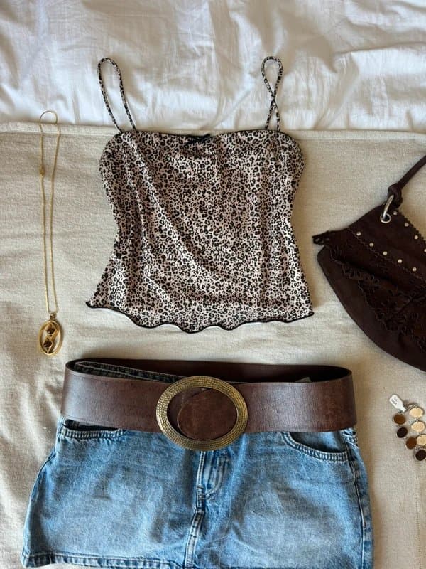 Bershka Bershka Leopard Print Y2K Cami Top