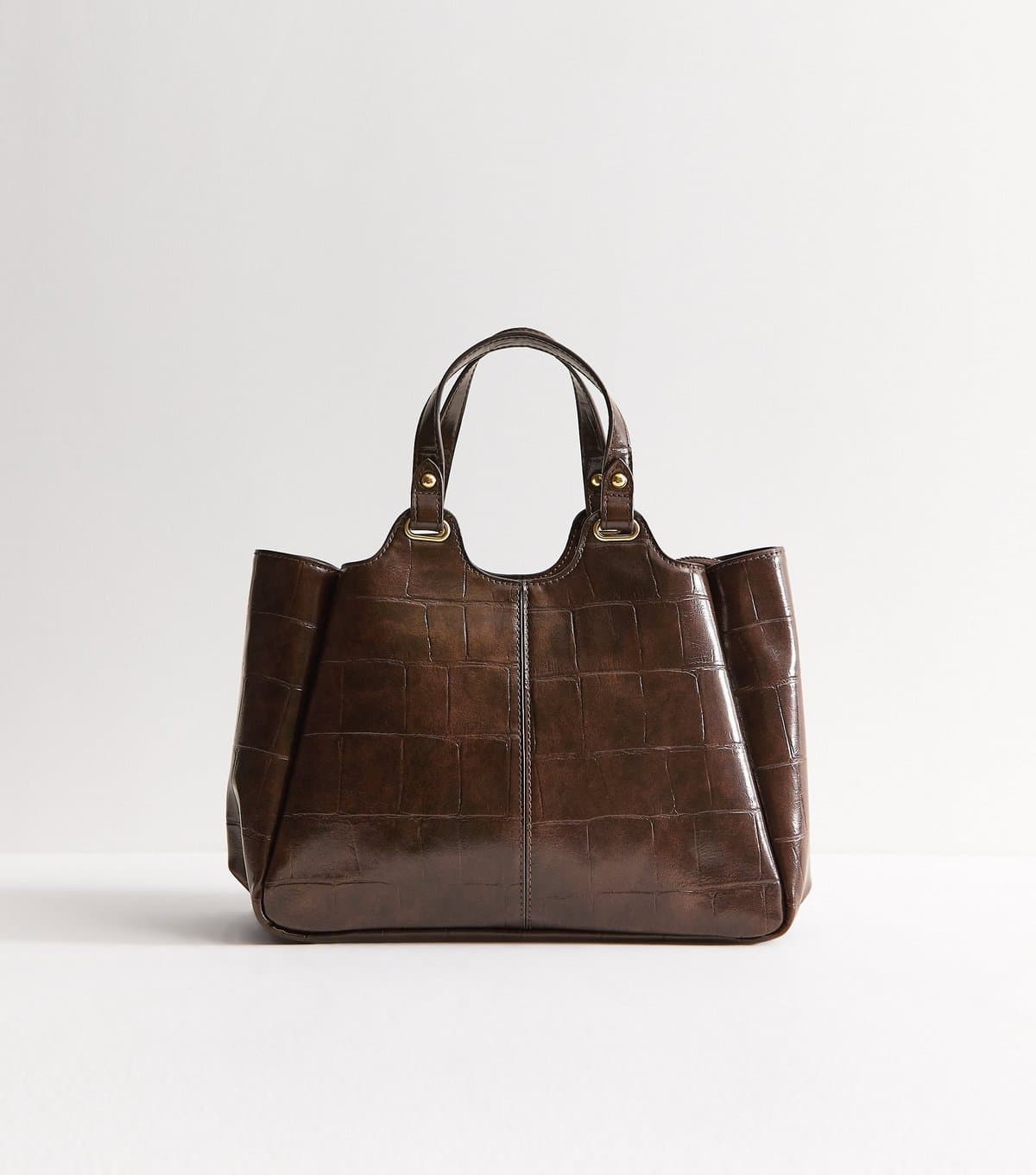 New Look New Look Dark Brown Faux Leather Crocodile Embossed Mini Shopper