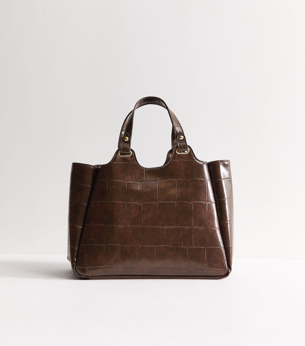 New Look Dark Brown Faux Leather Crocodile Embossed Mini Shopper Tote Bag New Look - 4
