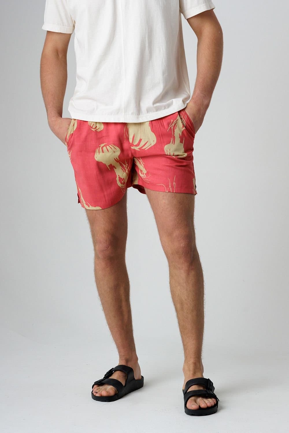 Influence Influence Men's Jellyfish Print Elasticated Shorts in Red