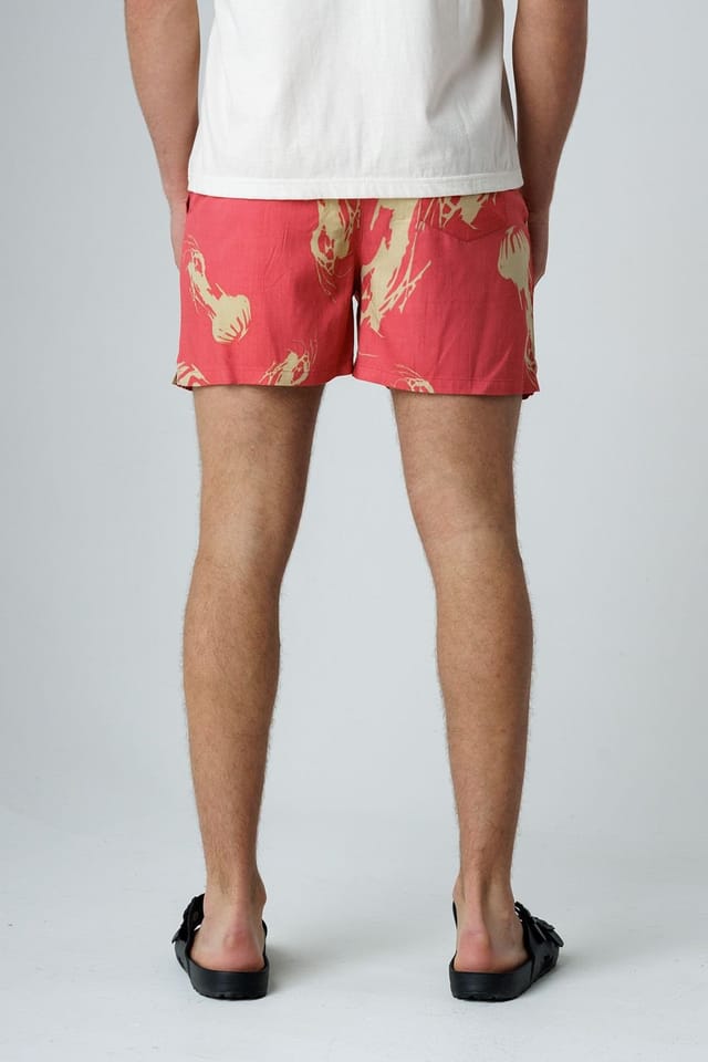 Influence Influence Men's Jellyfish Print Elasticated Shorts in Red - 2