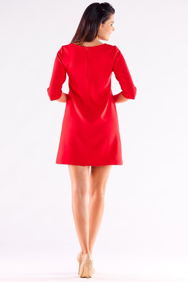 Love Lace Love Lace Women's Trapezoid Mini Dress with 3/4 Sleeves Style 176881 in Red - 3