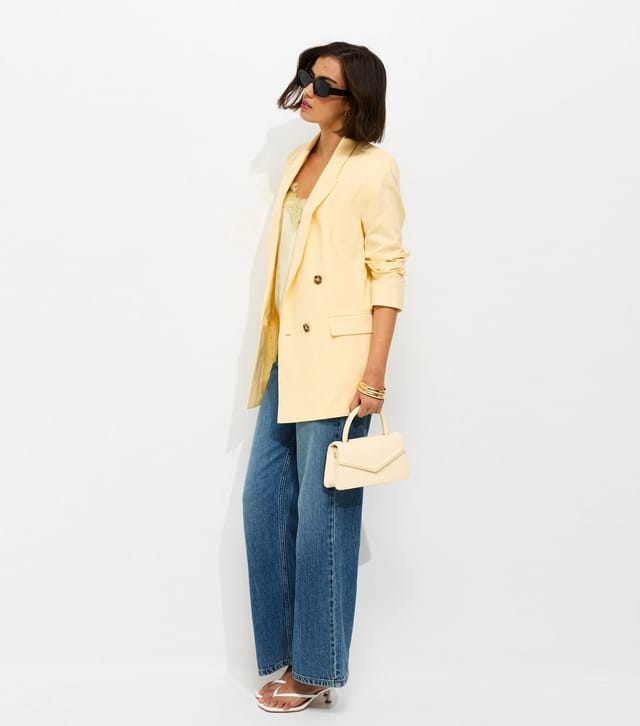 New Look Women's Light Yellow Linen Blend Blazer New Look - 3