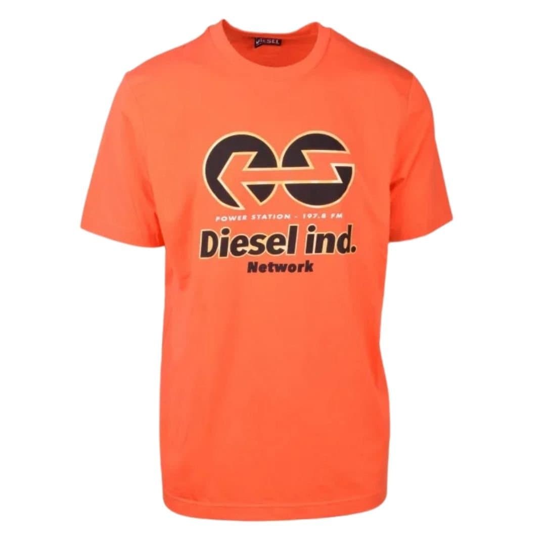 Diesel Diesel Men's Power Station Logo Spicy Orange T-Shirt
