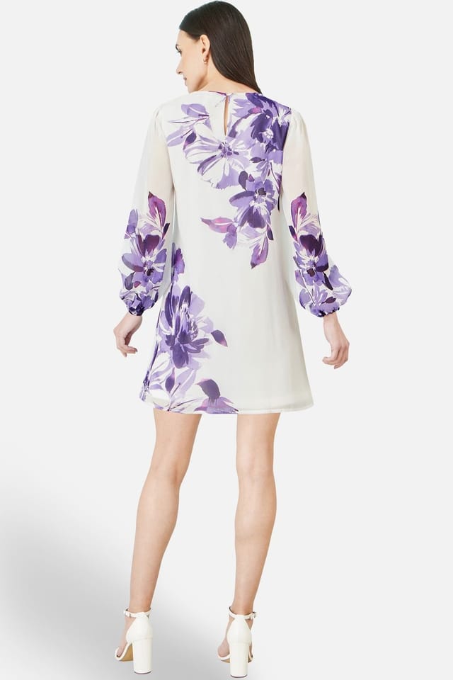 Yumi Yumi Women's Purple Floral Placement Tunic in Violet - 3