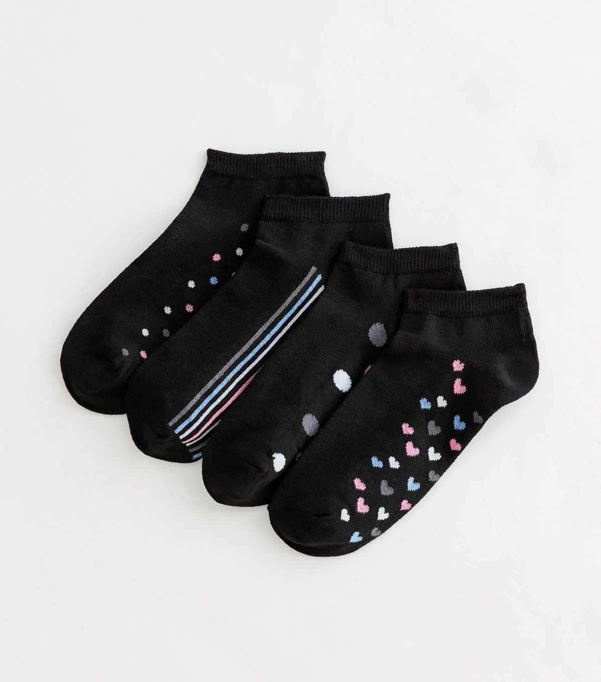 New Look Pack of 4 Black Patterned Sole Trainer Socks New Look