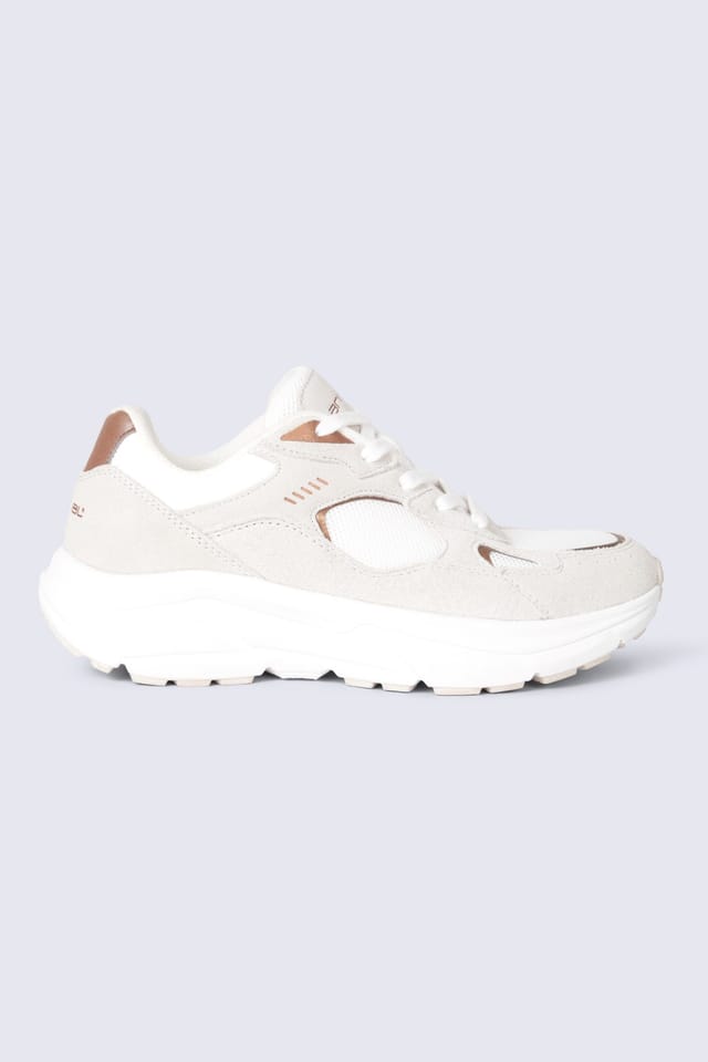 Animal Animal Women's 'Ezra' Comfortable Quick Wicking Every Day Lace Up Leather Trainers in Beige - 2