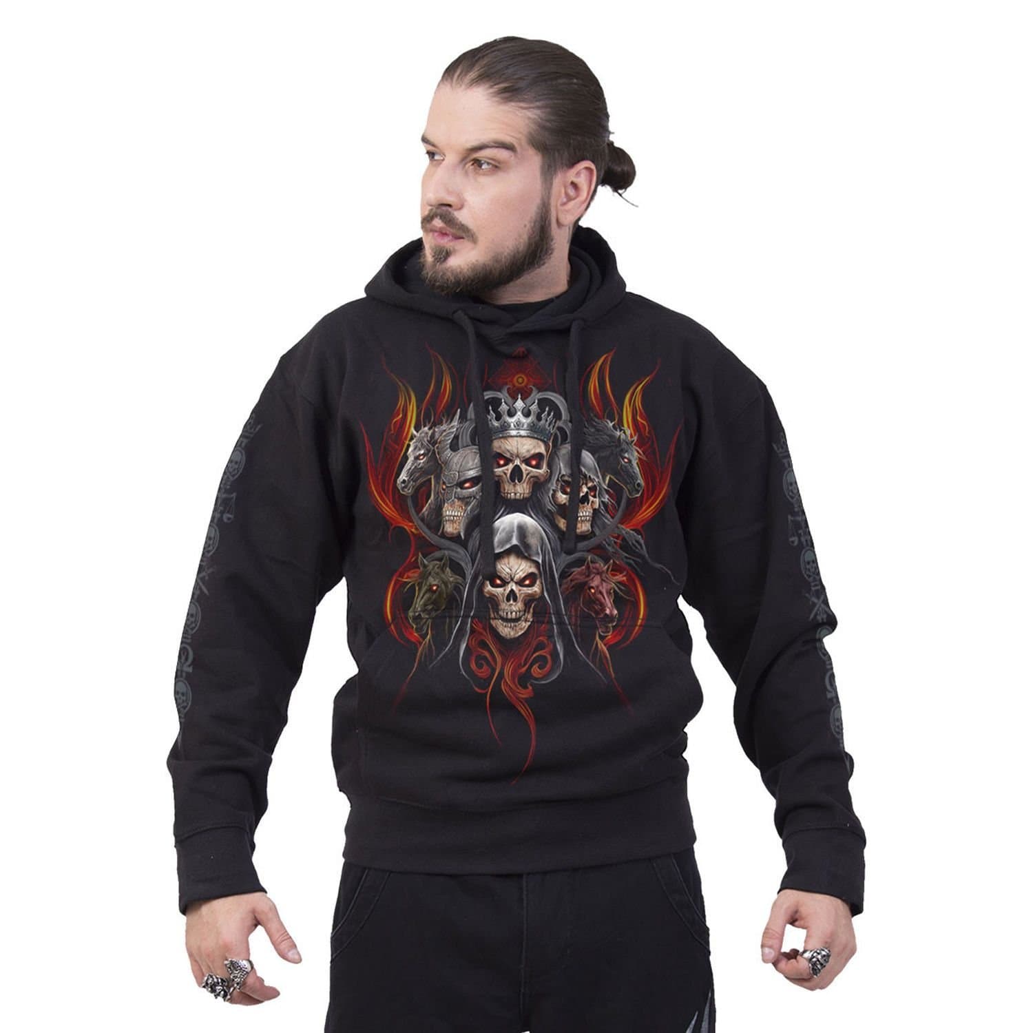 Spiral Spiral Men's Revelation Back & Sleeve Print Hoodie in Black