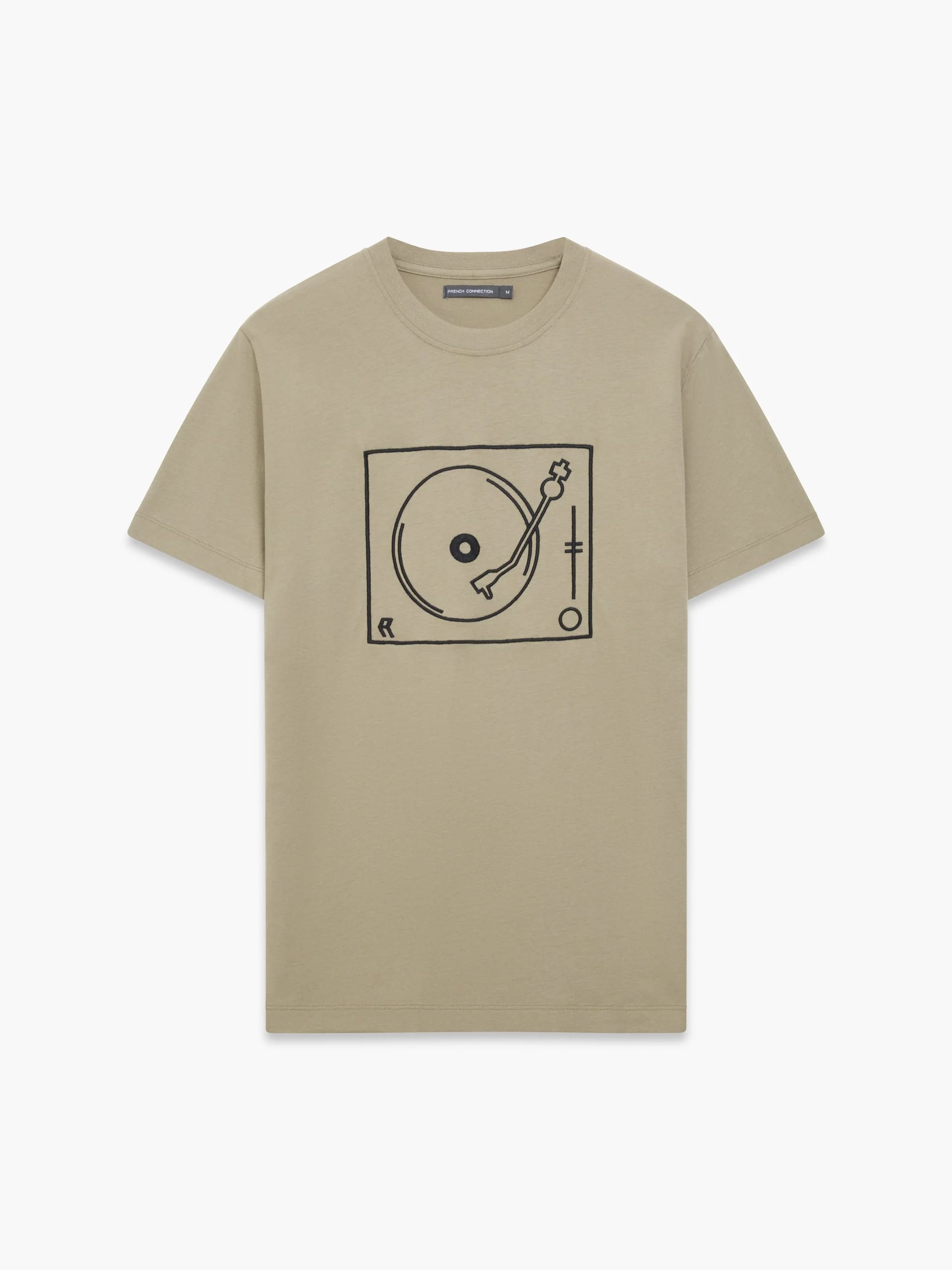French Connection Light Khaki Turntable Graphic T-Shirt