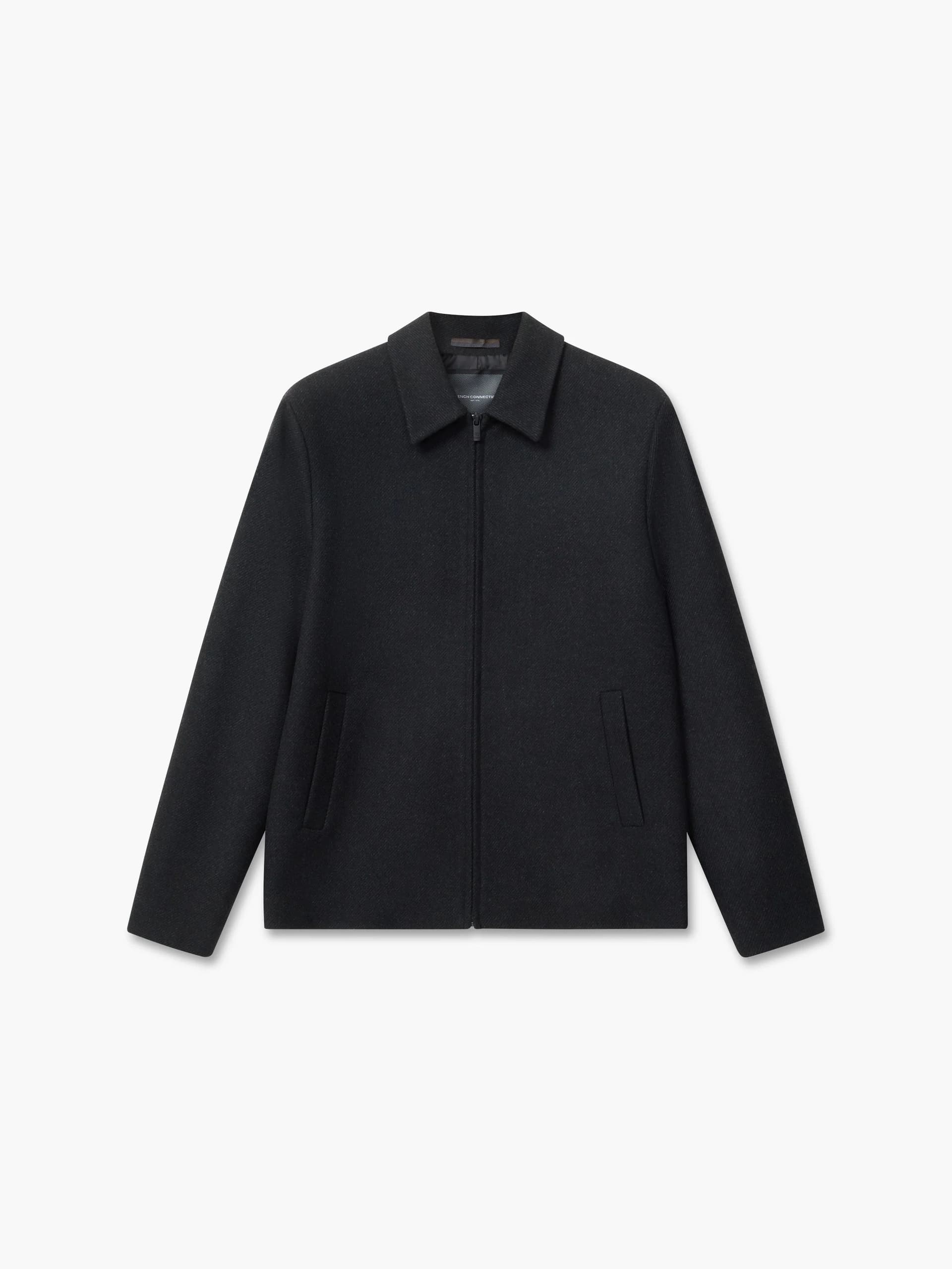 French Connection Twill Smart Bomber Jacket Mid Grey