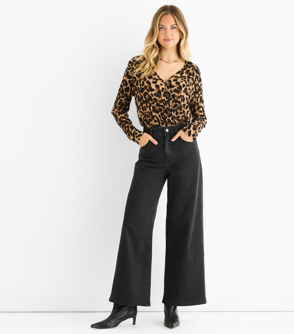 Gini London Women's Mid Brown Leopard Print Wrap Bodysuit Gini London New Look