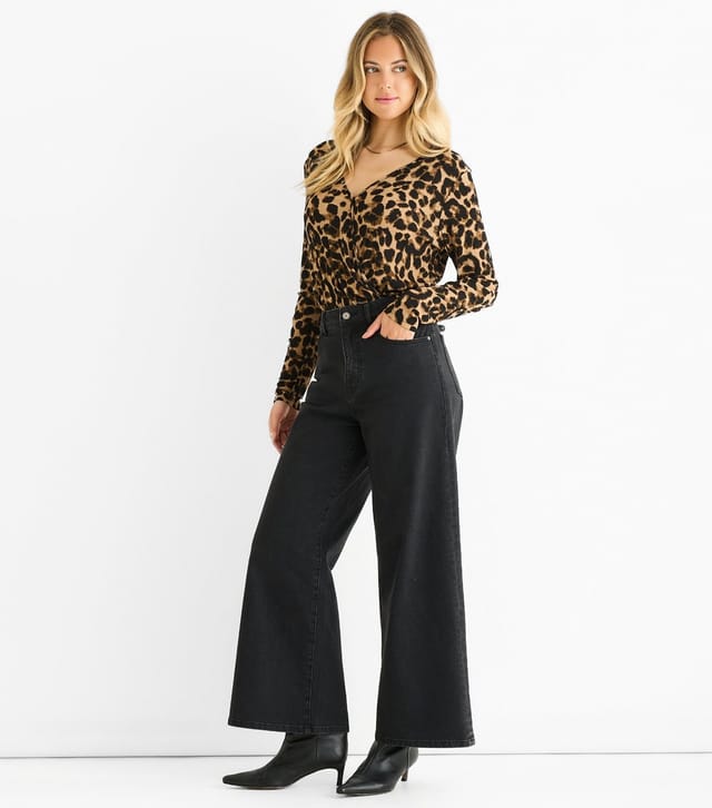 Gini London Women's Mid Brown Leopard Print Wrap Bodysuit Gini London New Look - 3
