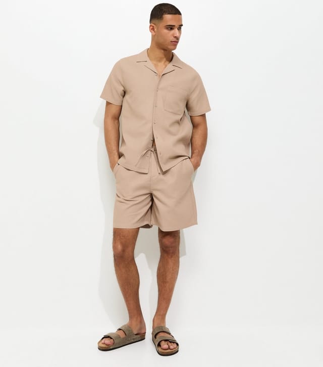 New Look Men's Stone Regular Waffle Shirt New Look - 3
