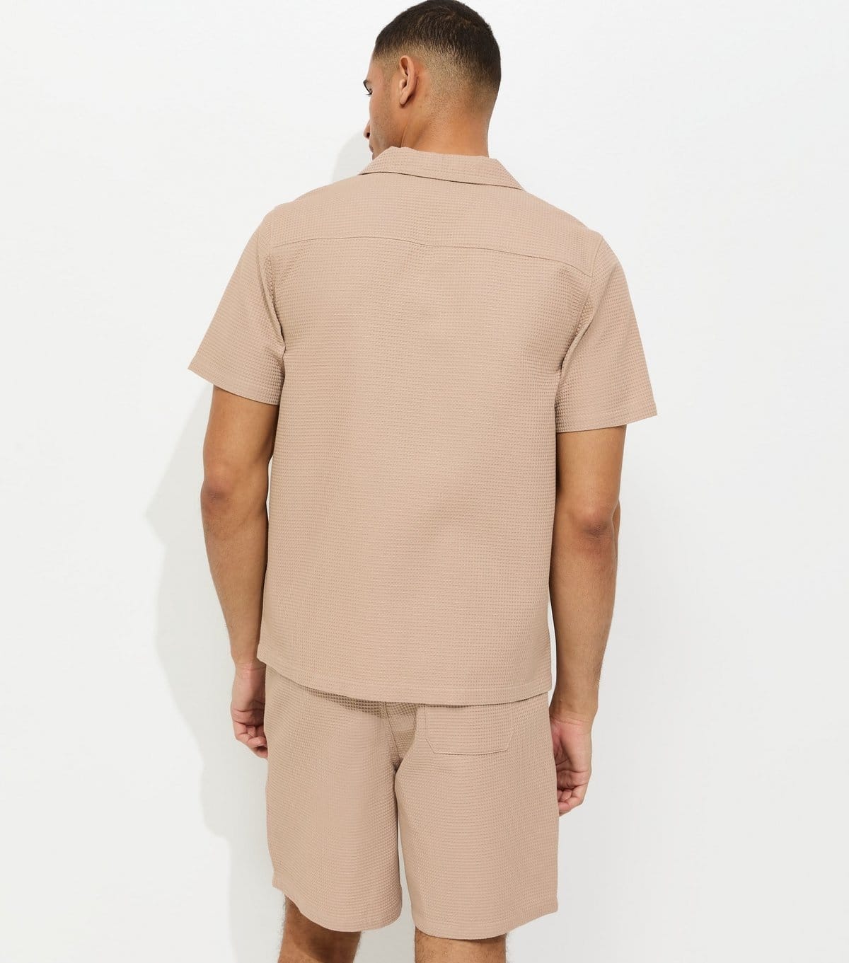 New Look Men's Stone Regular Waffle Shirt New Look - 4