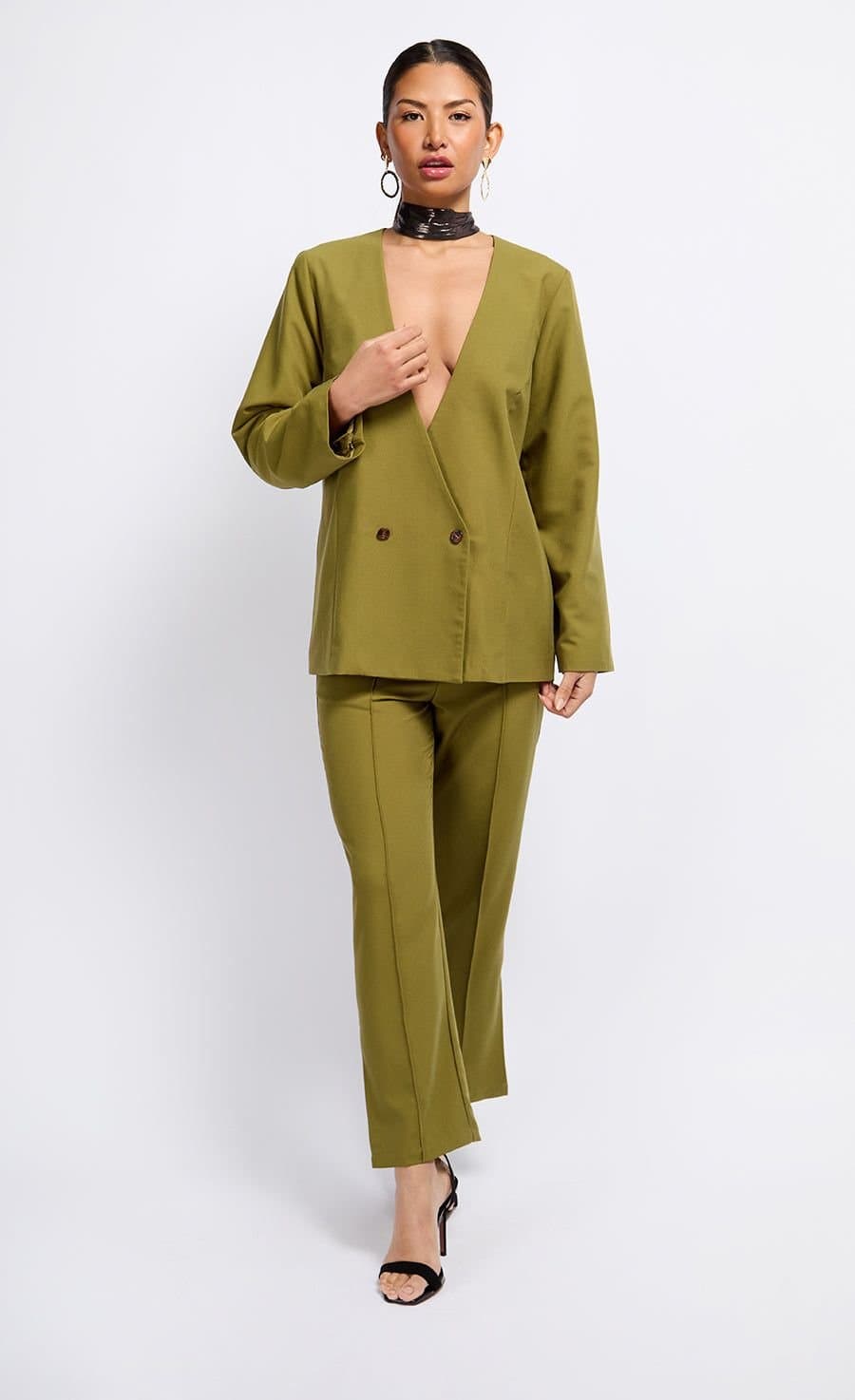 Little Mistress Little Mistress Olive Green Blazer for Women