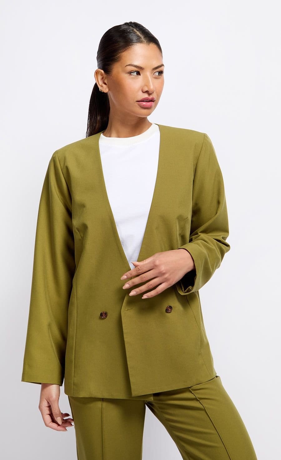 Little Mistress Little Mistress Women's Olive Green Blazer - 4