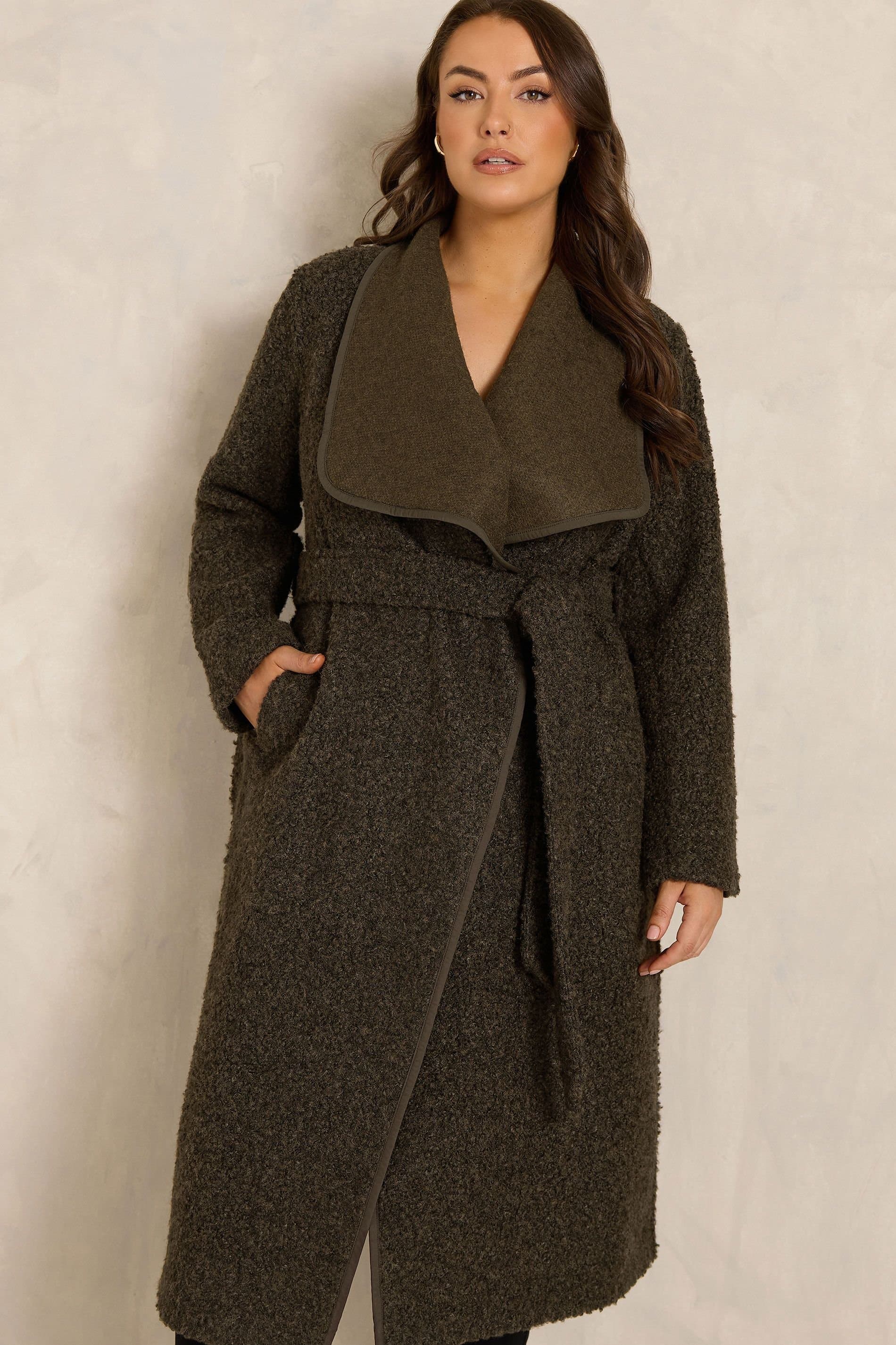 Evans Evans Women's Boucle Waterfall Coat in Chocolate