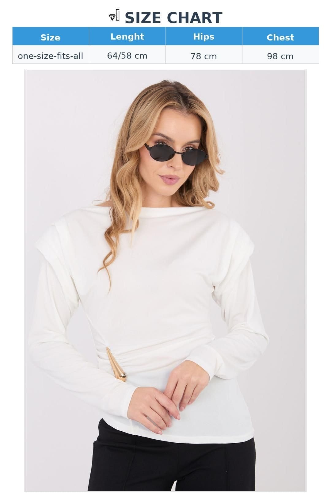 Love Lace Love Lace Women's Ruched Shoulder Boat Neck Blouse in Off-White - 4