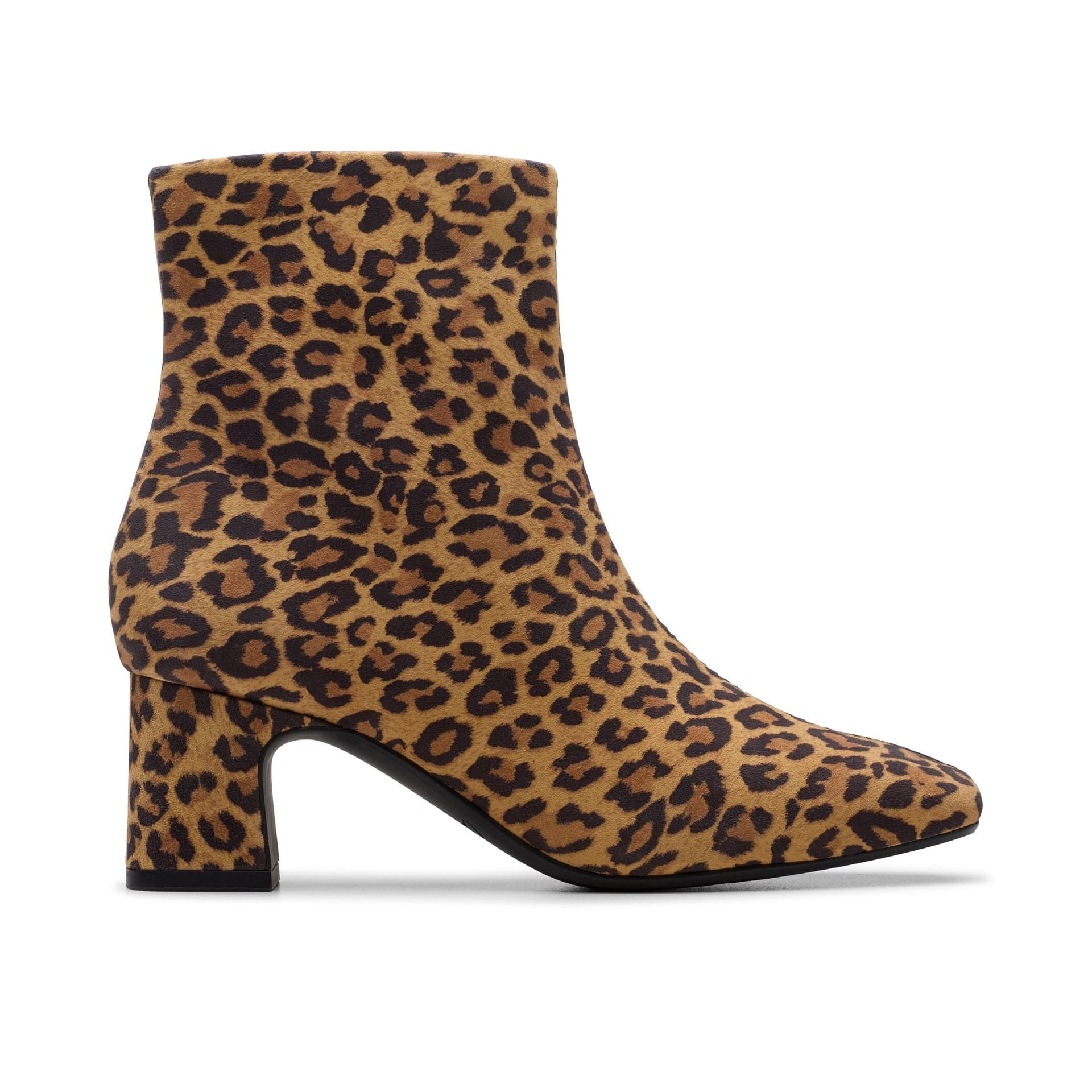 Clarks Clarks Women's Fernie Zip Leopard Suede Ankle Boots in Brown