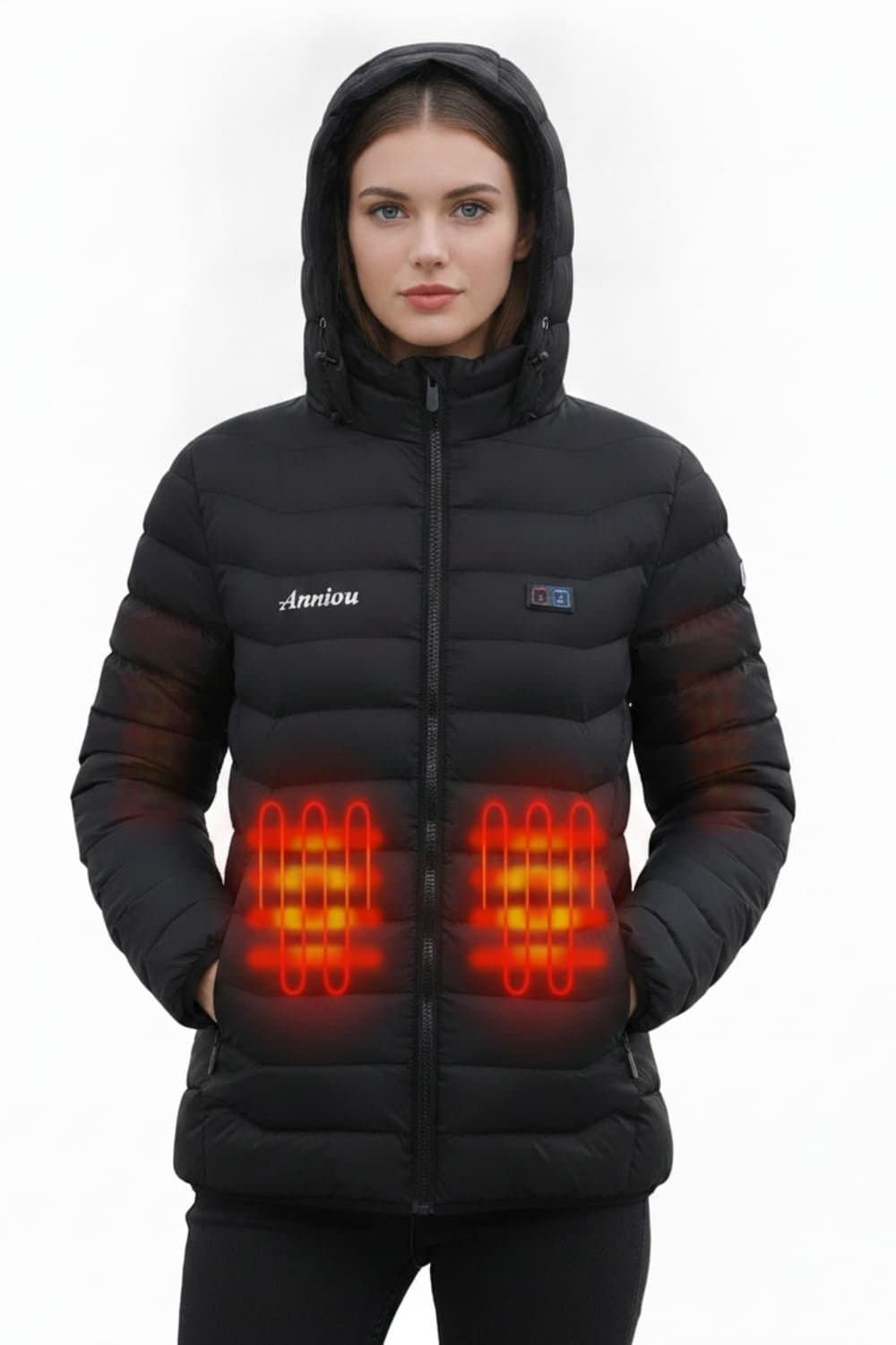 Anniou Anniou Women's Women's Heated Jacket in Black