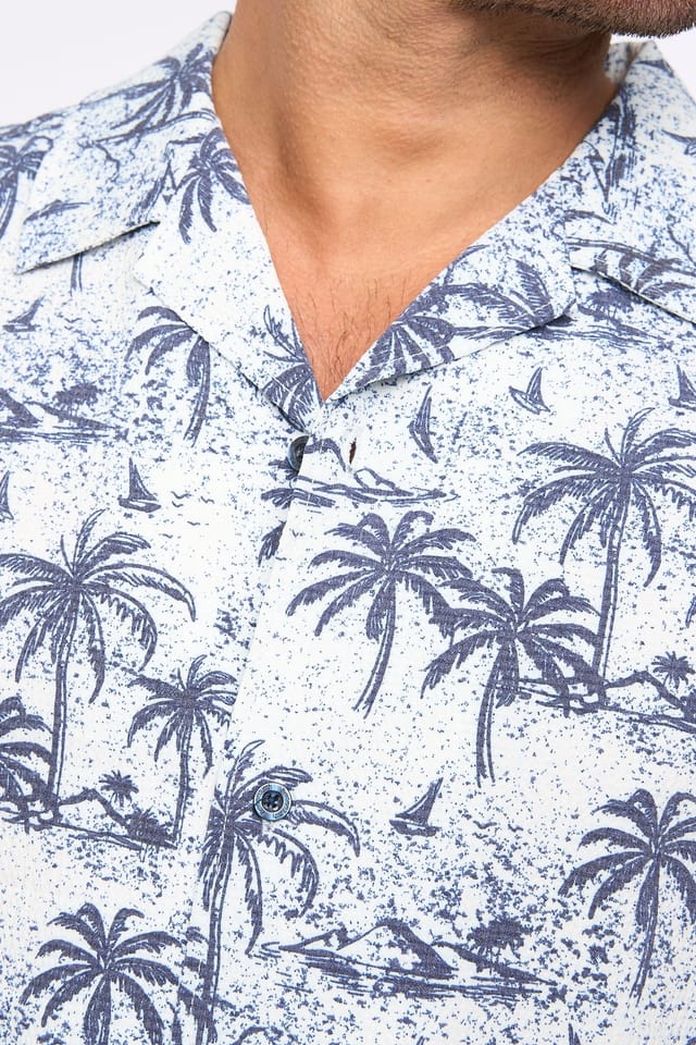Bewley&Ritch Bewley&Ritch Men's Arecas Palm Print Cuban Collar Relaxed Stretch Shirt - 2