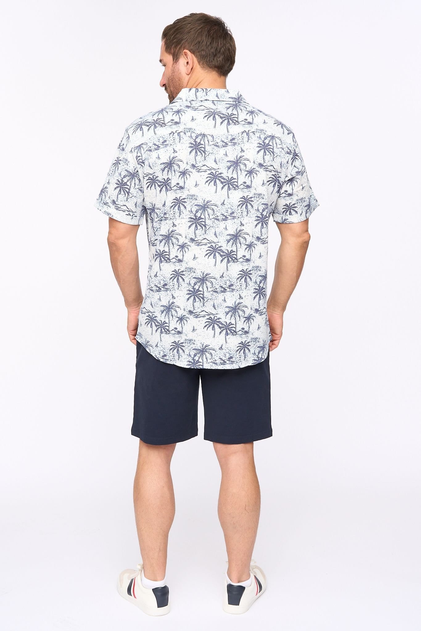 Bewley&Ritch Bewley&Ritch Men's Arecas Palm Print Cuban Collar Relaxed Stretch Shirt - 4