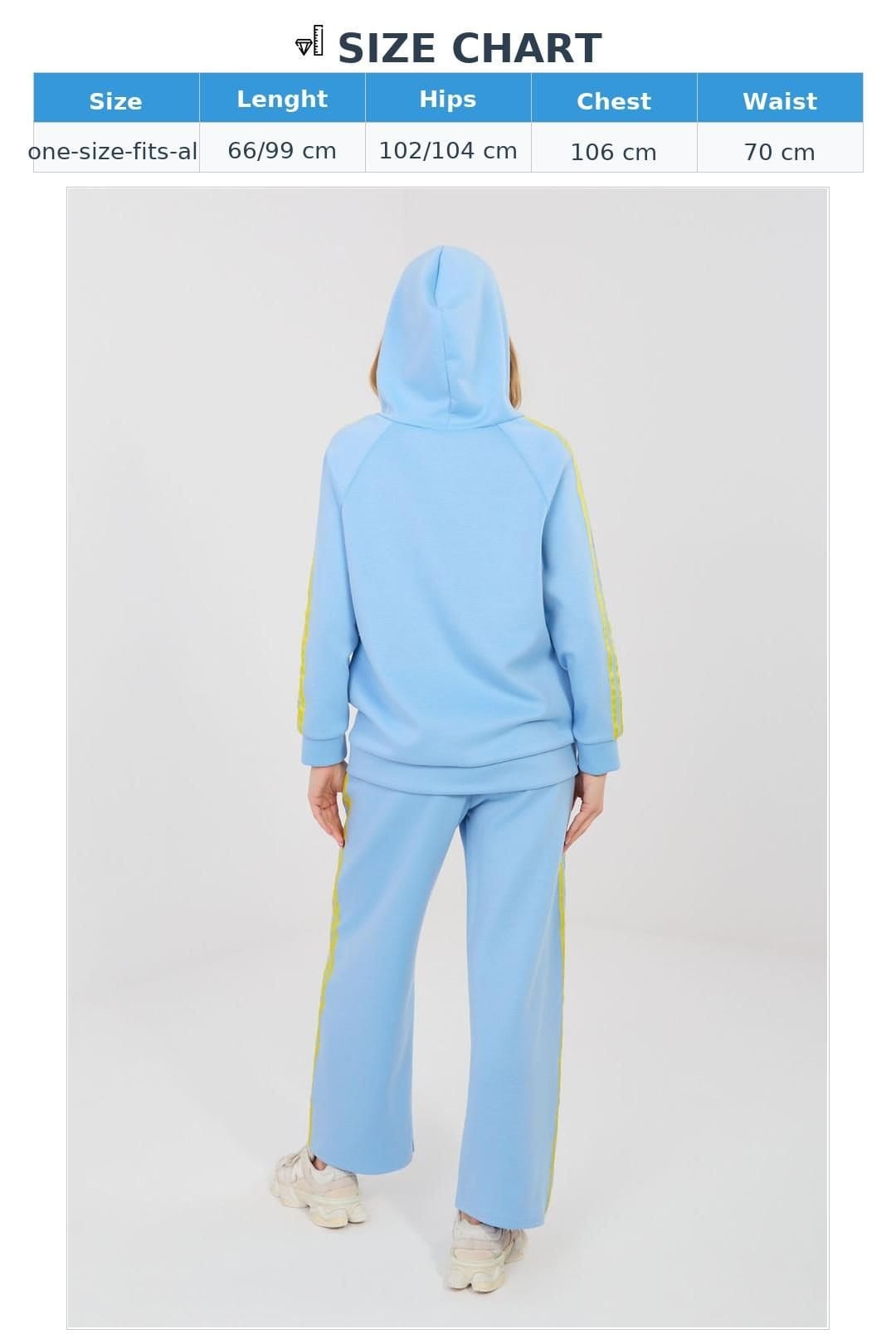 Love Lace Love Lace Women's Hooded Zip Tracksuit Set with Striped Pants in Blue - 4