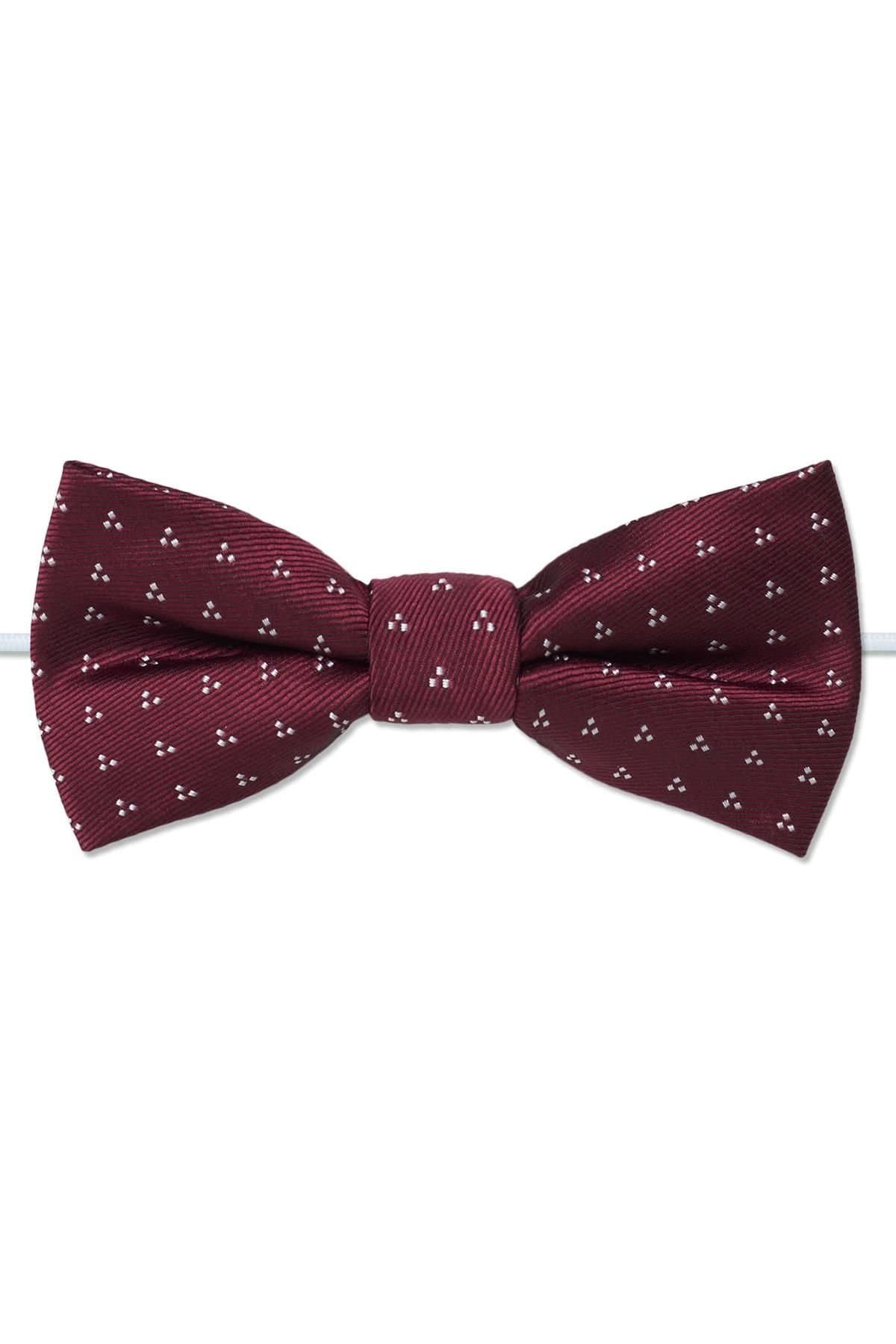 Paisley of London Paisley of London Men's Childrens Elasticated Bow Tie - Burgundy Trio Dot