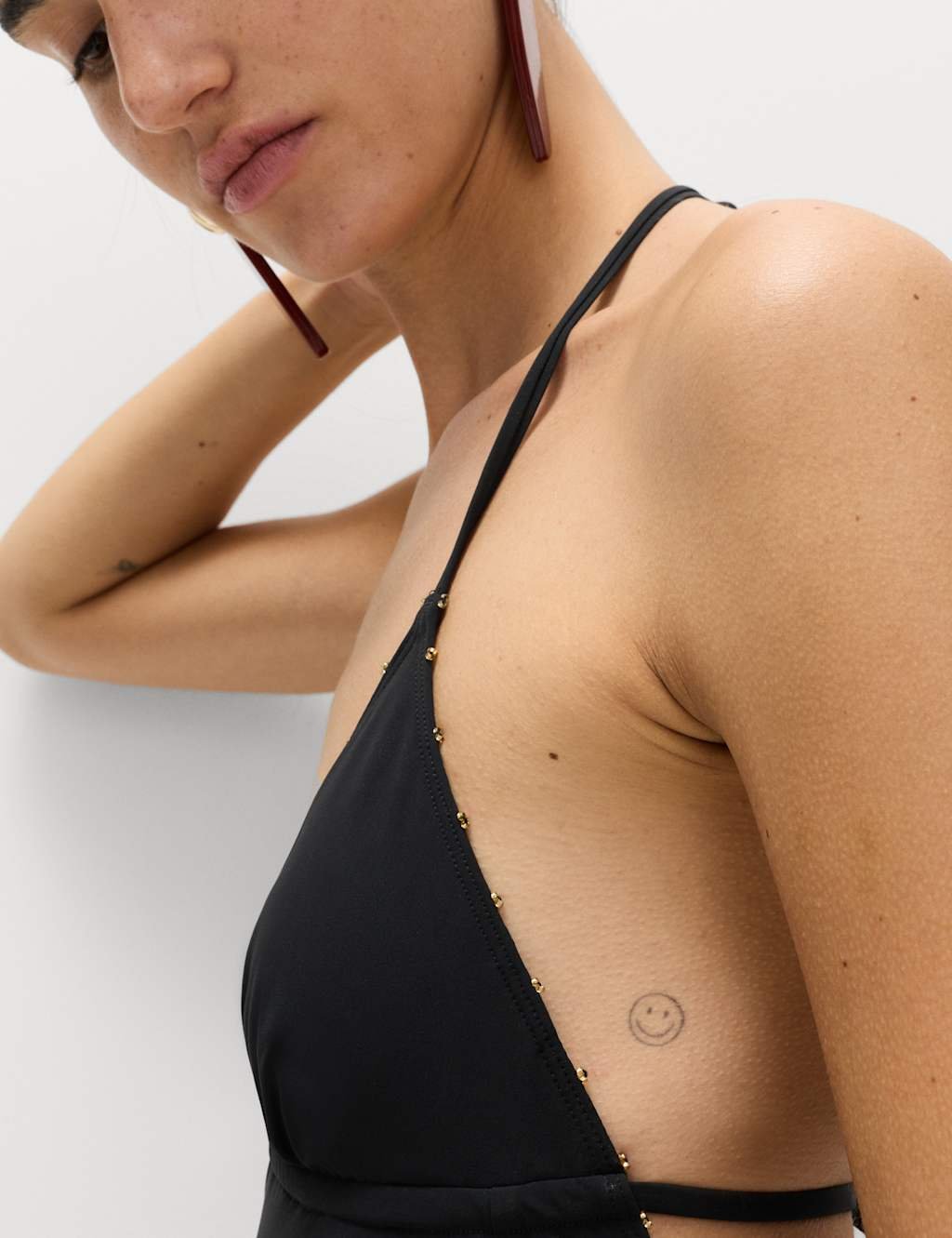 Marks & Spencer M&S Bead Detail Padded Halterneck Swimsuit Black - 2