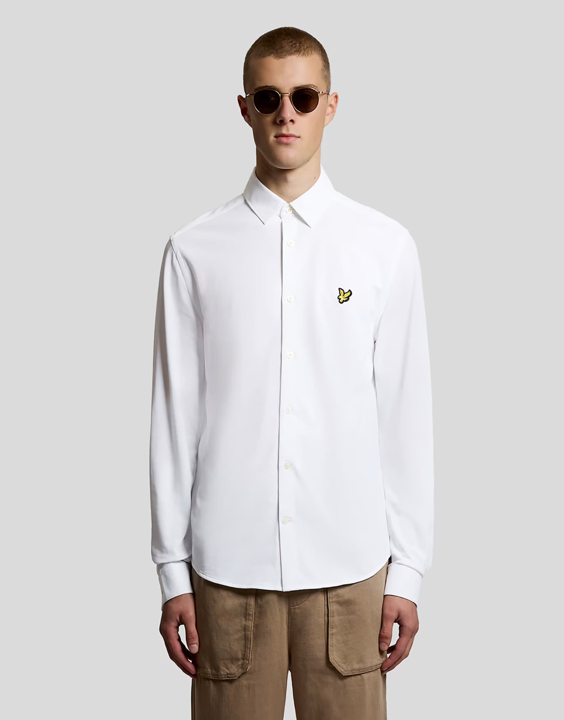 ASOS Lyle & Scott Ls woven shirts pique jersey shirt in 626 white