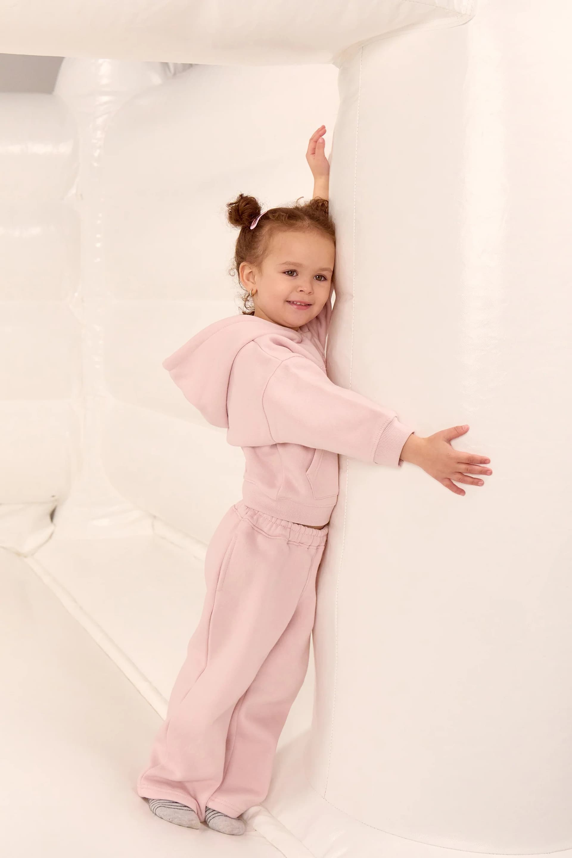 Kaiia Kaiia Kids Logo Straight Leg Joggers Pink Chai