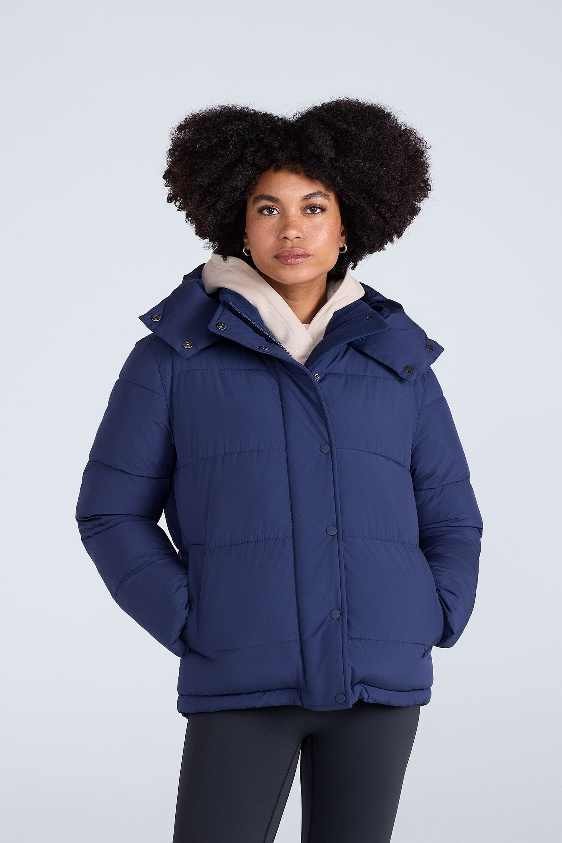 Animal Animal Women's 'Maeve' Warm Padded Water Resistant Insulated Hooded Puffer Jacket in Navy