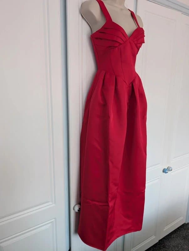 ASOS ASOS The Frolic exclusive heavy satin cami corset maxi dress in red size 6