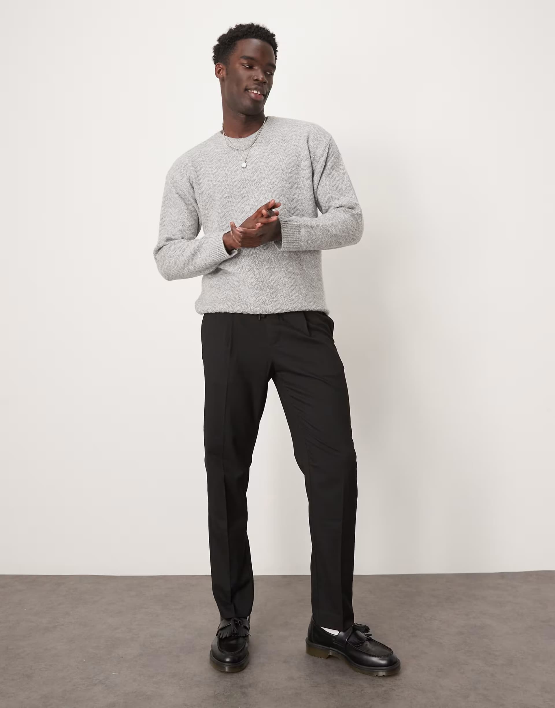 ASOS Selected relaxed tapered fit waistband trouser in black