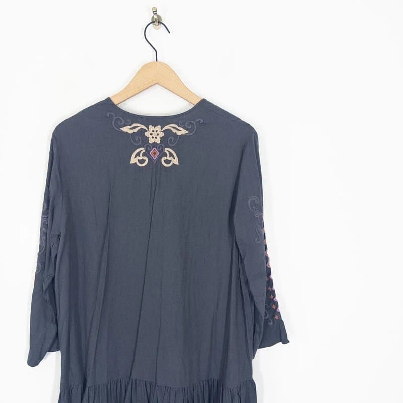 Odd Molly Odd Molly Ava Dress Size 2 UK 12 14 NEW Boho Asphalt Grey Embroidered Smock