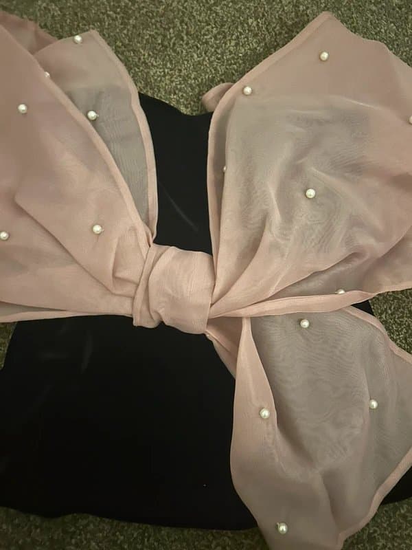 ASOS Black and pink corset off shoulder top