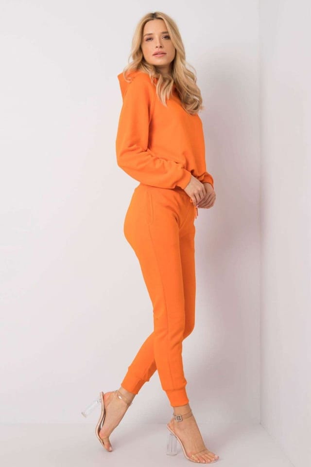 Love Lace Love Lace Women's Hooded Sweatshirt Set with Fitted Pants in Orange - 2