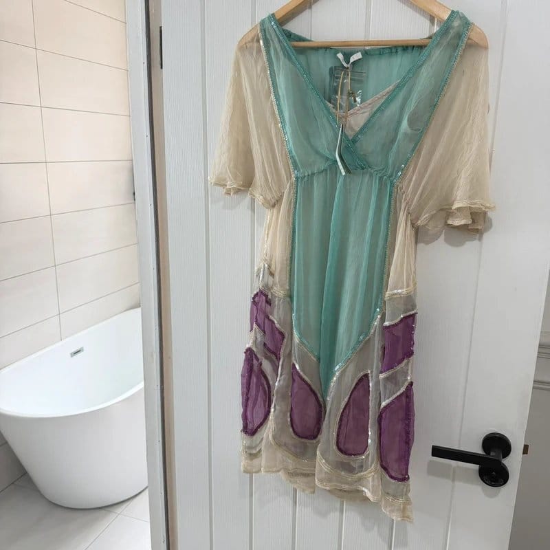 ASOS Luxe Sheer Embellished Dress Slip Set Boho Beach Cover Up