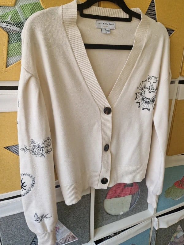 Never Fully Dressed Cream Tattoo Cardigan Size S (8-10)