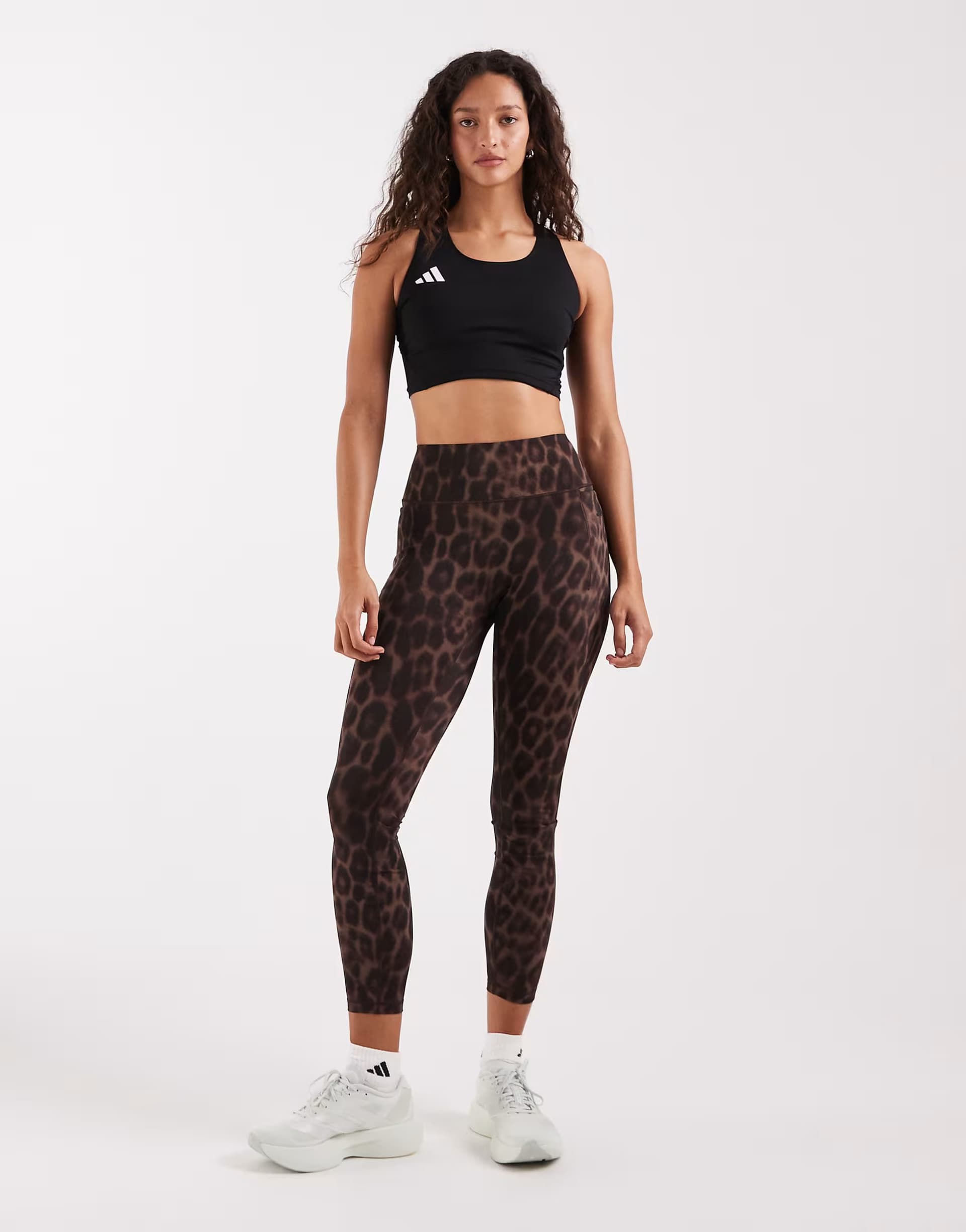 ASOS adidas performance Optime power leopard 7/8 leggings in black