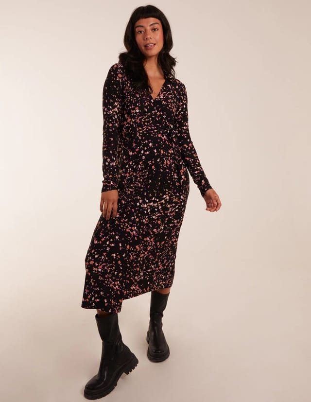 Blue Vanilla Tie Side Long Sleeve Wrap Dress - 3
